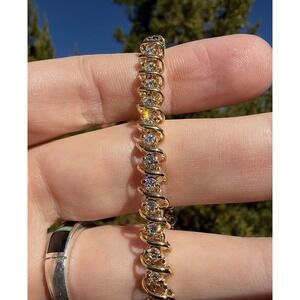 3 Ct 14k Solid Gold Natural VS1 Round‎ Diamond Tennis Bracelet 7 3/8" 16.41g